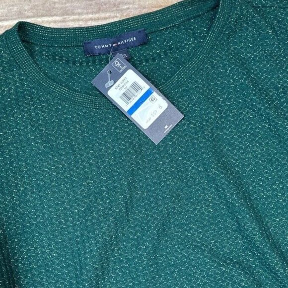 Tommy Hilfiger Women's Waffled Cold Shoulder Shirt Green Size XL - Picture 4 of 6